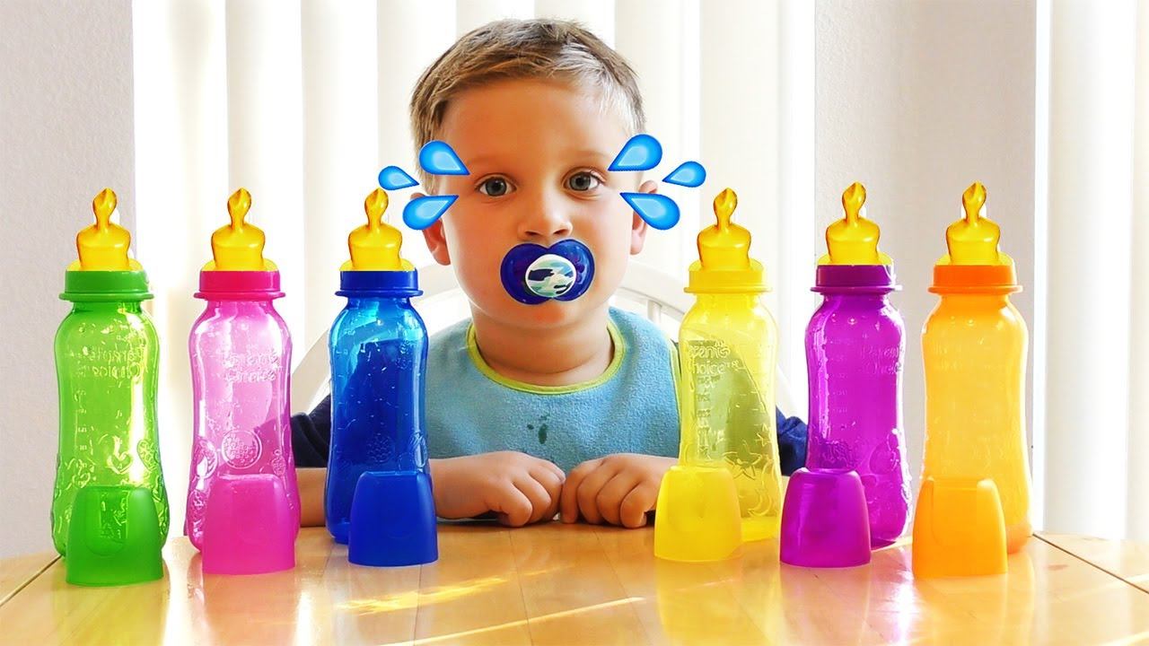 Bad Baby Learn Colors For Kids with Colored Baby bottles Johny Johny Yes Papa Song Nursery Rhyme смотреть онлайн