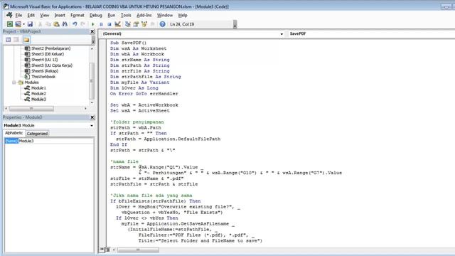 Cara Menyimpan File Excel Ke PDF dengan 1 Kali Klik VBA Excel смотреть онлайн