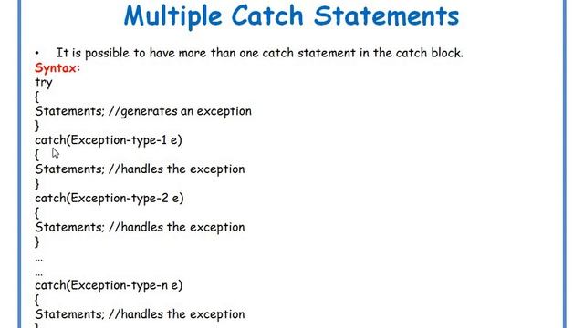 Multiple Catch Statements in JAVA||JAVA in Telugu Lecture-63 смотреть онлайн