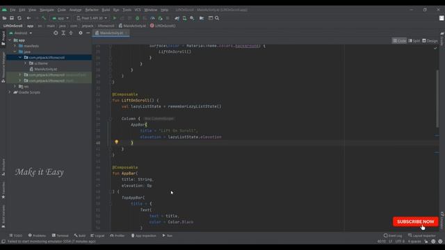 How to implement Lift On Scrollable in Jetpack Compose | Android | Kotlin | Make it Easy смотреть онлайн