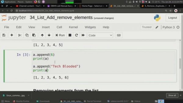 #34 Operations On List In Python With Examples - 2 | append() , remove () | Add Element To The List