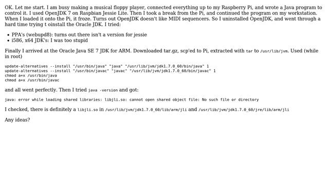 Raspberry Pi: JAVA: no such file or directory (libjli.so) смотреть онлайн