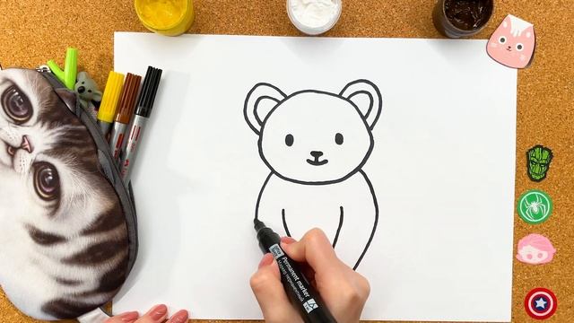 How to Draw Little BEAR Easy for Kids and Toddlers | Draw Animals смотреть онлайн