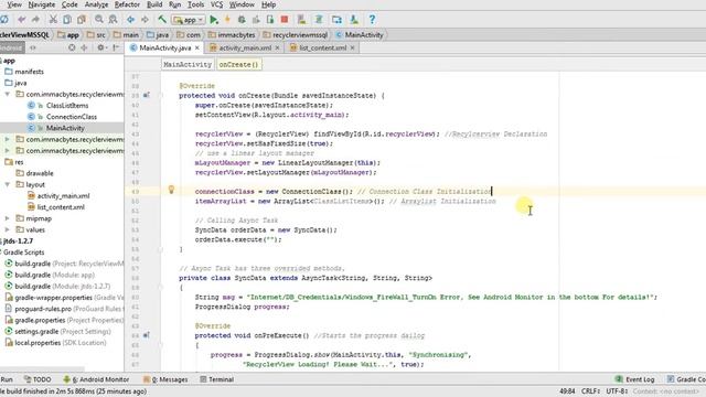 Dynamic RecyclerView with MSSQL Server using JDBC - Android смотреть онлайн
