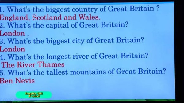 4-синф. Инглиз тили дарси. 16.04.2020 й.