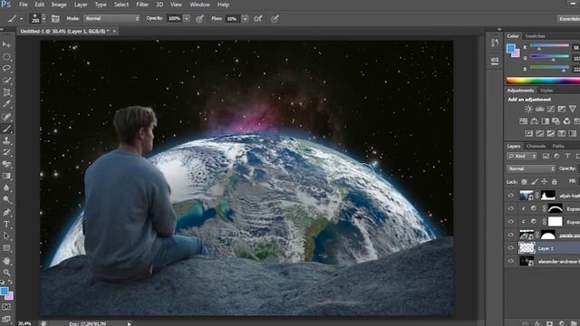 Create a Space Concept Art with Random Stock Photos | Photoshop Speed Art смотреть онлайн