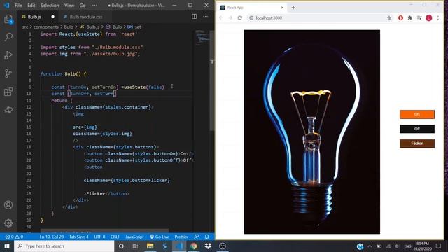 Bulb On/Off/Flickering project using React Js Hooks & CSS Animation&Filter смотреть онлайн
