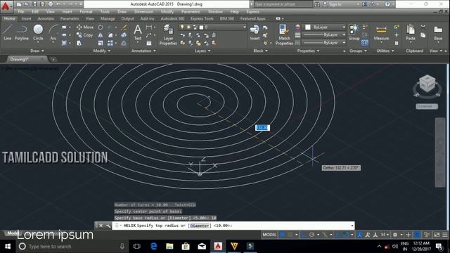 AutoCAD Draw Tool -- 3D Poly-line , Helix & Spiral Command -- Tamil смотреть онлайн
