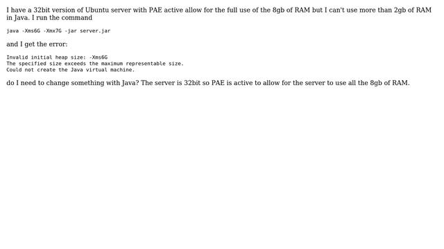 Ubuntu: java not allowing for the use of all 8gb of ram смотреть онлайн