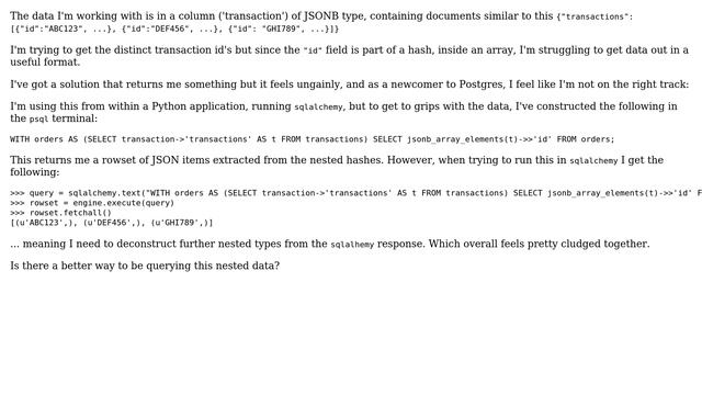Databases: Query against JSON array in PostgreSQL смотреть онлайн