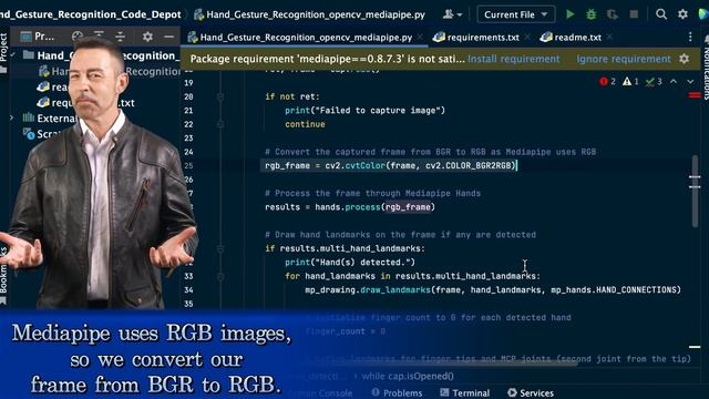 Real-Time Hand Gesture Recognition using OpenCV and Google Mediapipe | Code Depot Python Tutorial смотреть онлайн