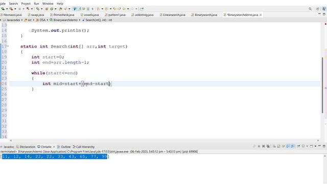 Binary search | data structures | java | mahaprabu codes смотреть онлайн