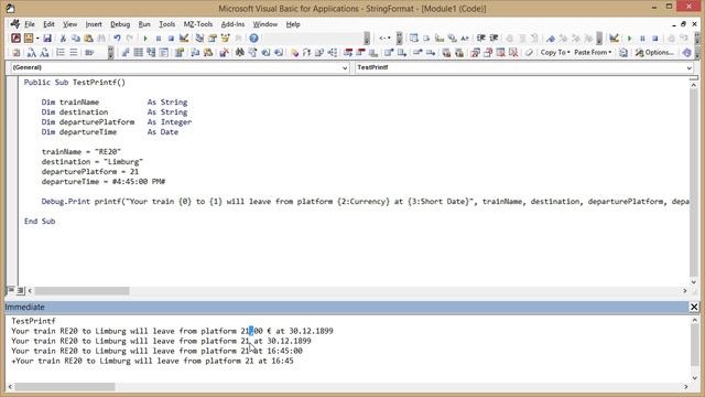 String.Format / printf in VBA смотреть онлайн