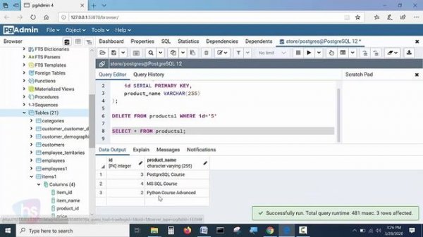 SQL Statement Delete Query | PostgreSQL tutorial for beginners | harisystems