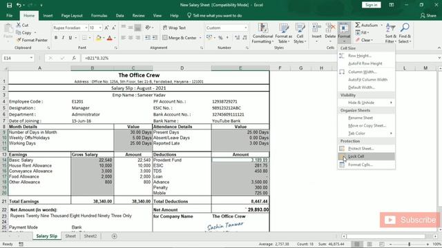 Password Protected Sheet, Worksheet and Excel File - MS Excel, Home Tab, Lesson 1, Part 8 смотреть онлайн