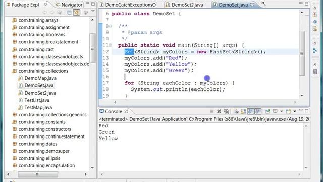 Example of using the Set Interface in Java смотреть онлайн
