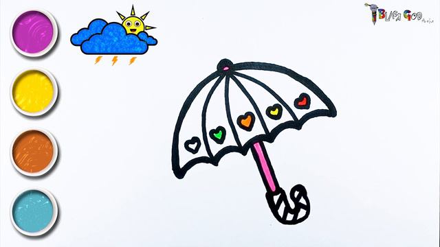 Easy Umbrella☂️ Drawing And 🌈Coloring For Kids#umbrella #art #viral #howtodraw #kidsvideo #drawing