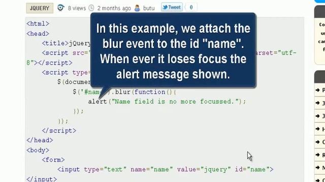 JQUERY Tutorial : jQuery blur method смотреть онлайн