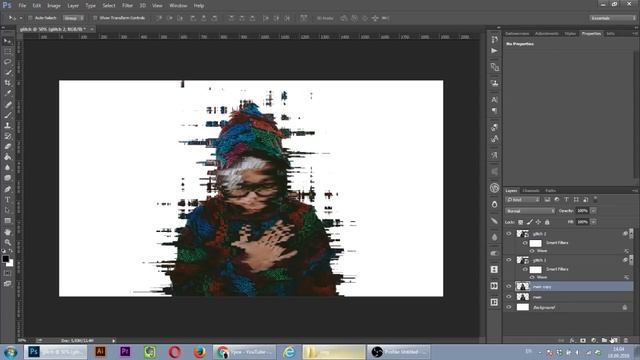 Как создать глитч эффект в Фотошопе. ( Glitch effect ) смотреть онлайн
