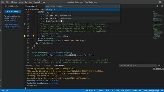 1 Start flutter project in VS Code смотреть онлайн