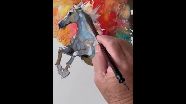 Quick draw-watercolor horse tutorial смотреть онлайн