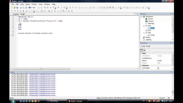 ROBLOX Scripting - How To Make An On-Touched Script: GlobeOfGeek Tutorial смотреть онлайн