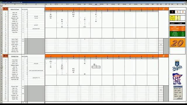 Strat-O-Matic Baseball EXCEL 1969-72 Game 496 Royals at Twins смотреть онлайн