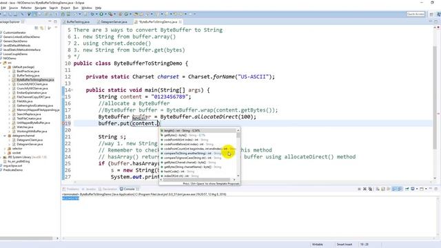 Java NIO - ByteBuffer To String Demo смотреть онлайн