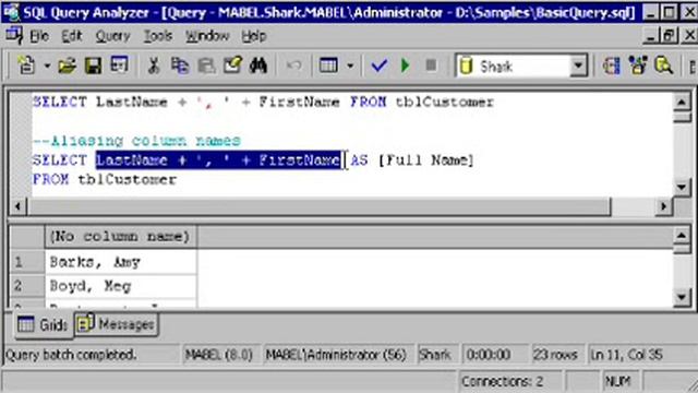 SQL SERVER Tutorial - T-SQL: SELECT STATEMENT - ALIASING - CONCATENATING - WHERE смотреть онлайн
