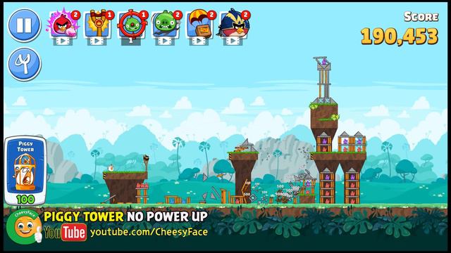 CheesyFace Walkthrough Level 100 Piggy Tower NO POWER UP Angry Birds Friends смотреть онлайн