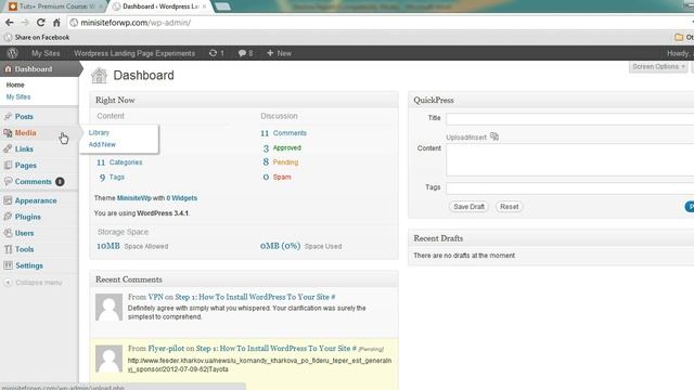 Dashboard Overview of Wordpress Admin Panel смотреть онлайн