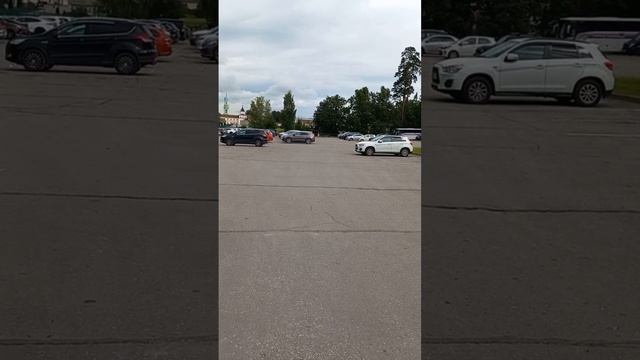 Автостоянка, парковка, такси, машина, автомобиль, видно монастырь, Оптина Пустынь