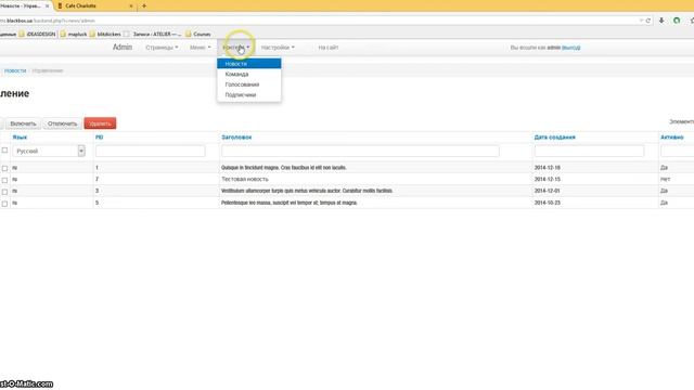 Вход в админку. Новости. Команда. Голосование смотреть онлайн