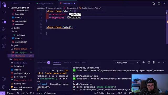 Adding a theme support with a dark and oled theme | Vue component Lib - part 6 смотреть онлайн