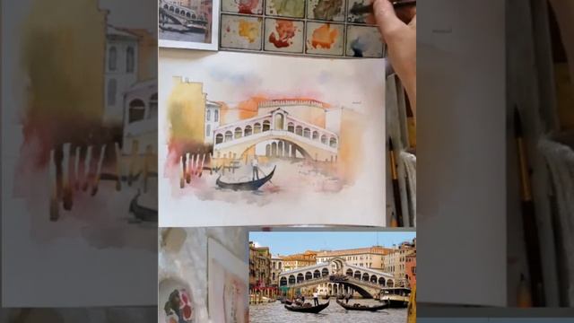 Венеция, мост Риальто Акварель Часть 4 смотреть онлайн