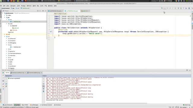 Java EE 4: Servlets 4: HelloWorld сервлет в Intellij Idea смотреть онлайн