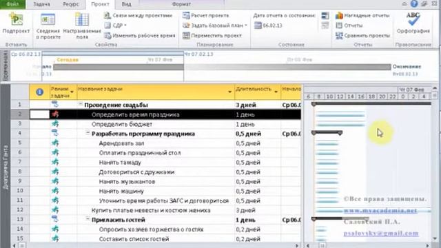 Шаг 10. Microsoft Project Связи задач Календарные даты смотреть онлайн