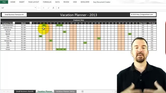 Vacation Planner Excel Template - Employee Vacations смотреть онлайн