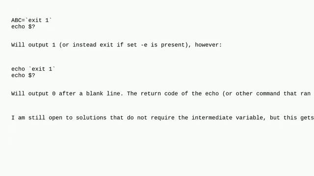 Unix: How can I get bash to exit on backtick failure in a similar way to pipefail? смотреть онлайн
