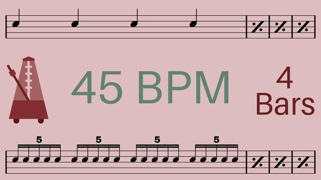 Metronome Click Track - 4 Bars Quarter to Quintuplet Notes 45 bpm - Smartronome смотреть онлайн