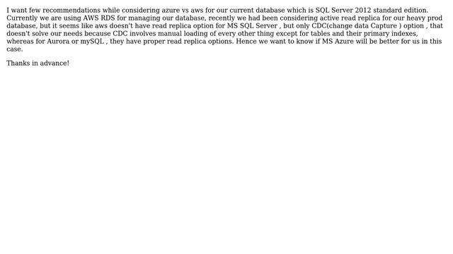 AWS VS Azure , which one is preferable for SQL Server 2012 standard version? смотреть онлайн