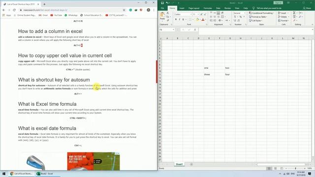 List of Excel Shortcut Keys 2019 смотреть онлайн