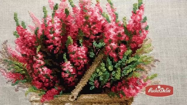 Цветы Риолиса Вышивка Лаванды и Вереска на Льне смотреть онлайн