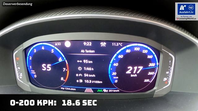 Tachovideo Volkswagen Arteon Shooting Brake R 0-100 kmh kph 0-60 mph Beschleunigung Acceleration смотреть онлайн