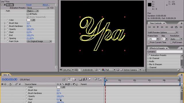 Эффект бегущей обводки в Adobe After Effects смотреть онлайн