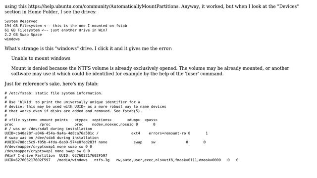Everything seems fine, but "Mount is denied because the NTFS volume is already exclusively opened." смотреть онлайн