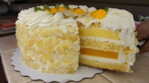 АПЕЛЬСИНОВО-МАНГОВЫЙ ТОРТ рецепт  БИСКВИТНЫЙ ТОРТ С МАНГОВЫМИ МУССОВЫМИ ПРОСЛОЙКАМИ рецепт