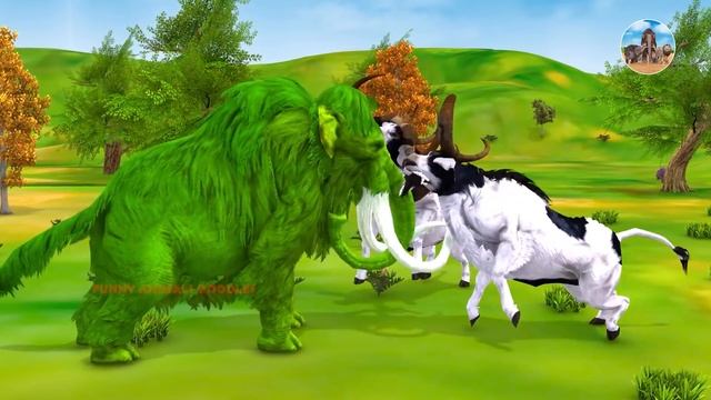 Cow Cartoon , Giant Bulls vs Zombie Mammoth Elephant Animal Fight | Mammoth Rescue Cow from Bulls смотреть онлайн