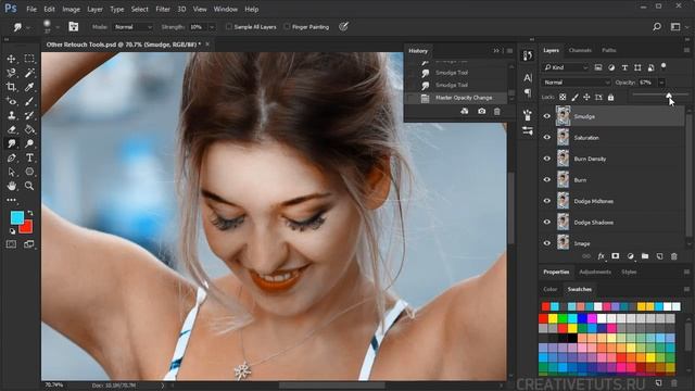 Гладкость, размытие и резкость фото с Blur, Sharpen, Smudge Tool смотреть онлайн