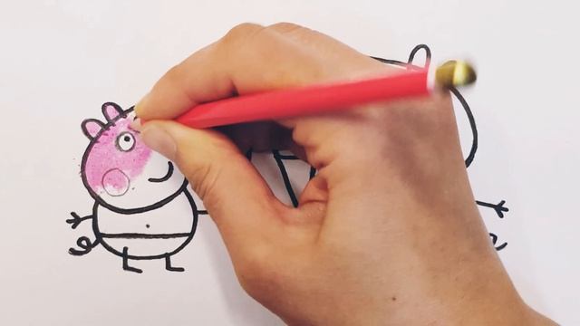 How to draw Peppa pig & George | Как нарисовать свинку Пеппу и Джорджа | мультик раскраска для дете смотреть онлайн